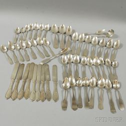 Collection of Mostly Massachusetts Coin Silver Spoons and Knives
